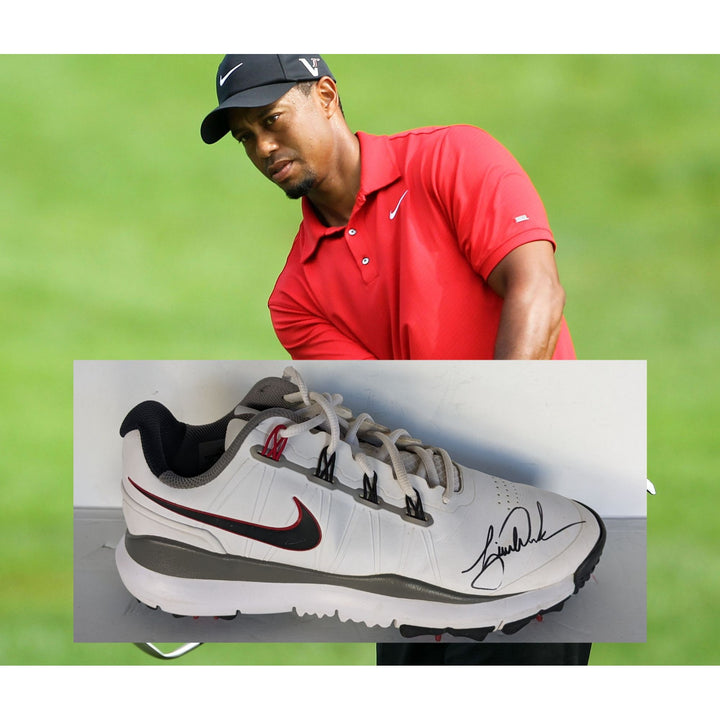 Tiger Woods "The GOAT" Nike Golf shoe signed with proof unique & rare size/11