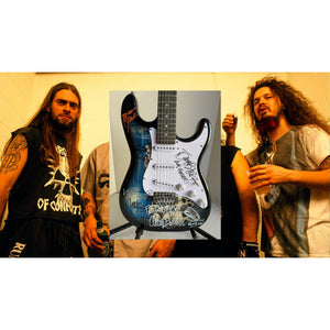 Pantera Phil Anselmo Dimebag Darrell Abbott Diamond Darrell Rex Brown and Vinnie Paul electric guitar signed with proof