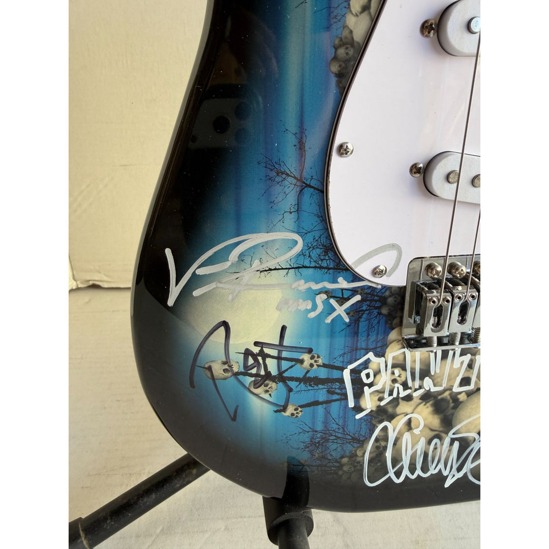 Pantera Phil Anselmo Dimebag Darrell Abbott Diamond Darrell Rex Brown and Vinnie Paul electric guitar signed with proof.