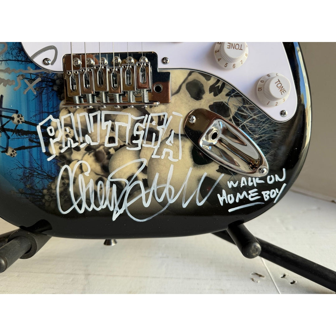Pantera Phil Anselmo Dimebag Darrell Abbott Diamond Darrell Rex Brown and Vinnie Paul electric guitar signed with proof.