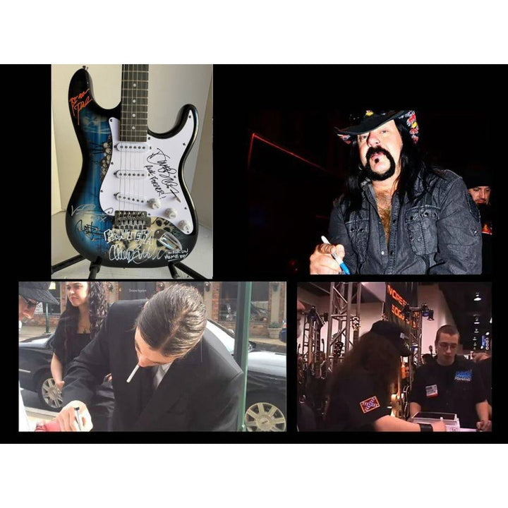 Pantera Phil Anselmo Dimebag Darrell Abbott Diamond Darrell Rex Brown and Vinnie Paul electric guitar signed with proof.