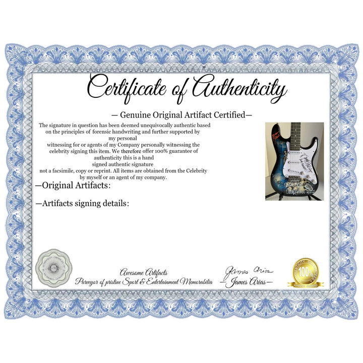 Pantera Phil Anselmo Dimebag Darrell Abbott Diamond Darrell Rex Brown and Vinnie Paul electric guitar signed with proof.