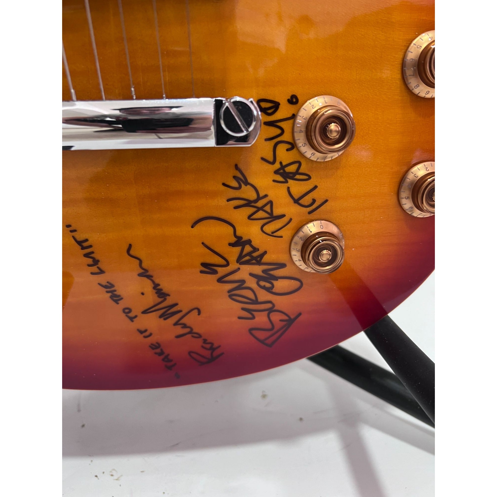 Don Henley Glen Frey Joe Walsh Timothy B. Schmidt Randy Meisner, Bernie Leadon Don Felder vintage cherry les paul style electric guitar sign