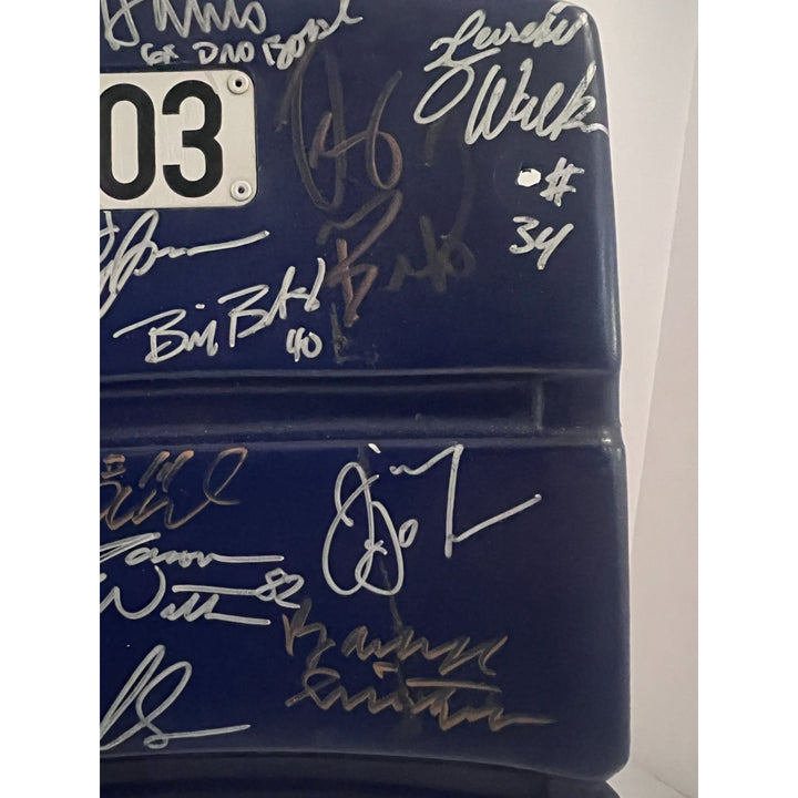 Dallas Cowboys Stadium seat signed by Roger Staubach Emmitt Smith Troy Aikman Tony Dorsett Jerry Jones Jimmy Johnson 20 Dallas Cowboy Legend