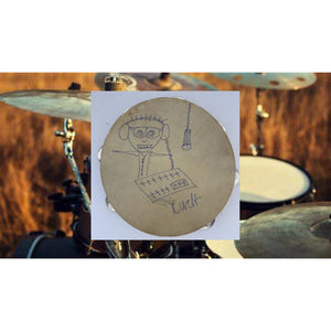 Kurt Cobain Nirvana vintage tambourine signed with hand sketch by Kurt