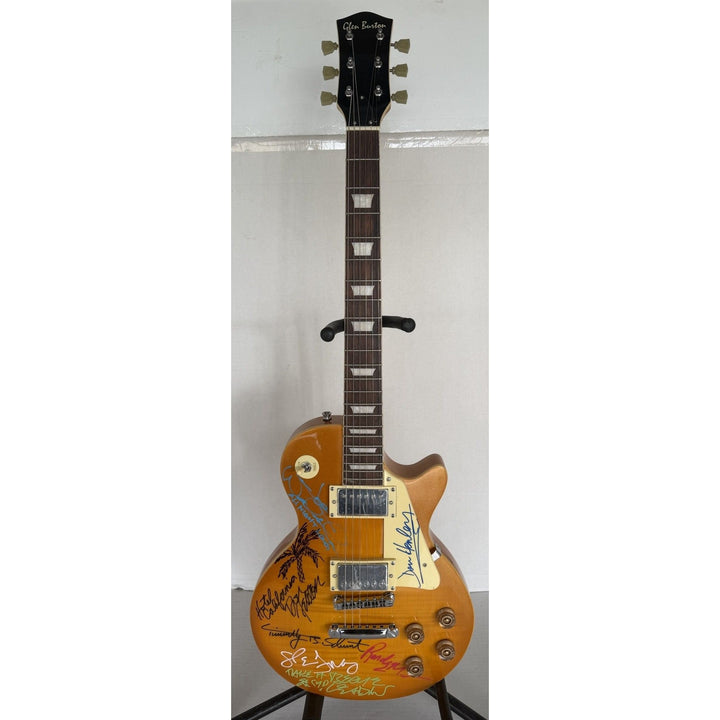 The Eagles Don Henley Glenn Frey Bernie Leadon Timothy B Schmit Joe Walsh Don Felder Randy Meisner Gold Les Paul Guitar signed with proof.