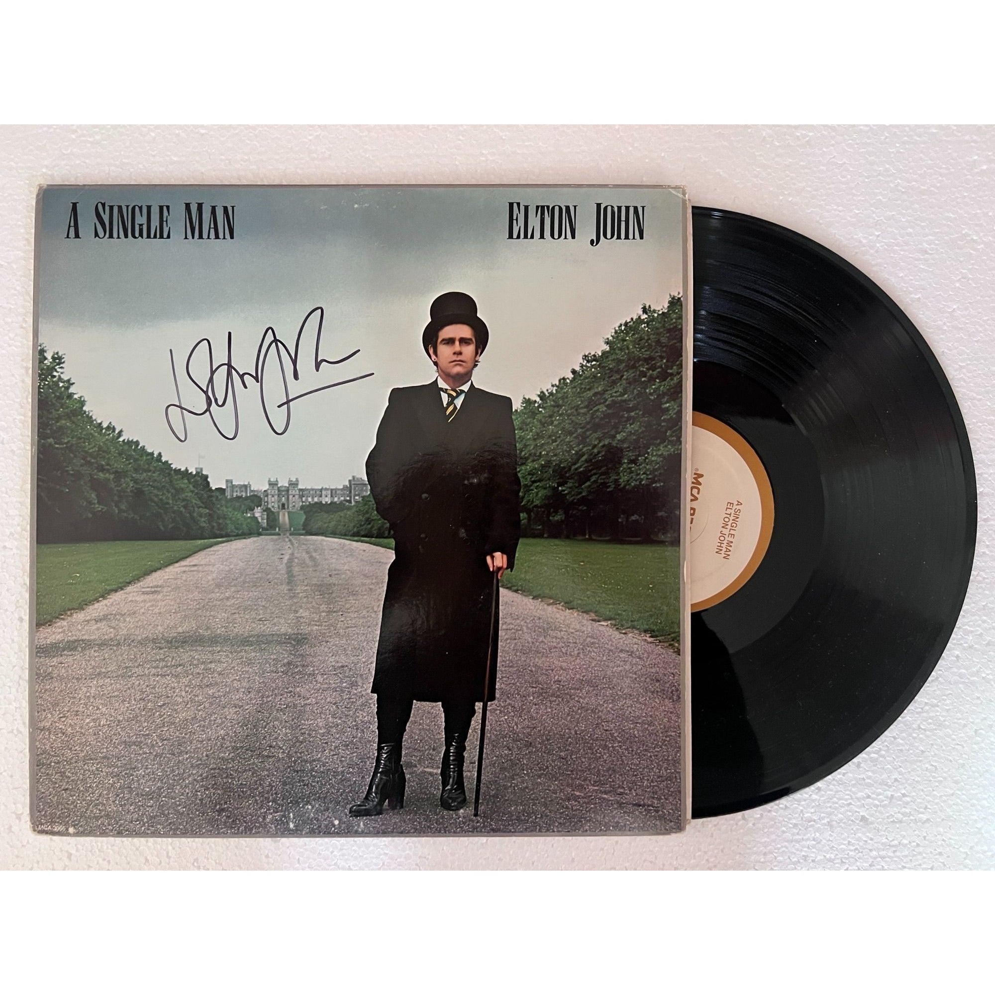 Elton John A Single Man Original LP signed with proof