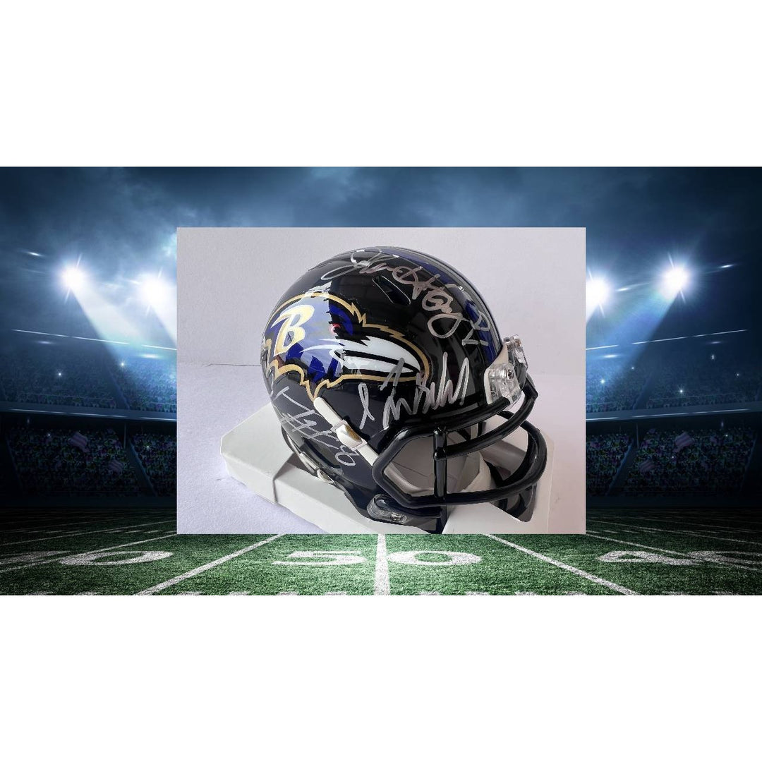 Baltimore Ravens John Harbaugh, LaMar Jackson, Zay Flowers, Odell Beckham Jr., Isaiah Lively mini helmet signed with proof