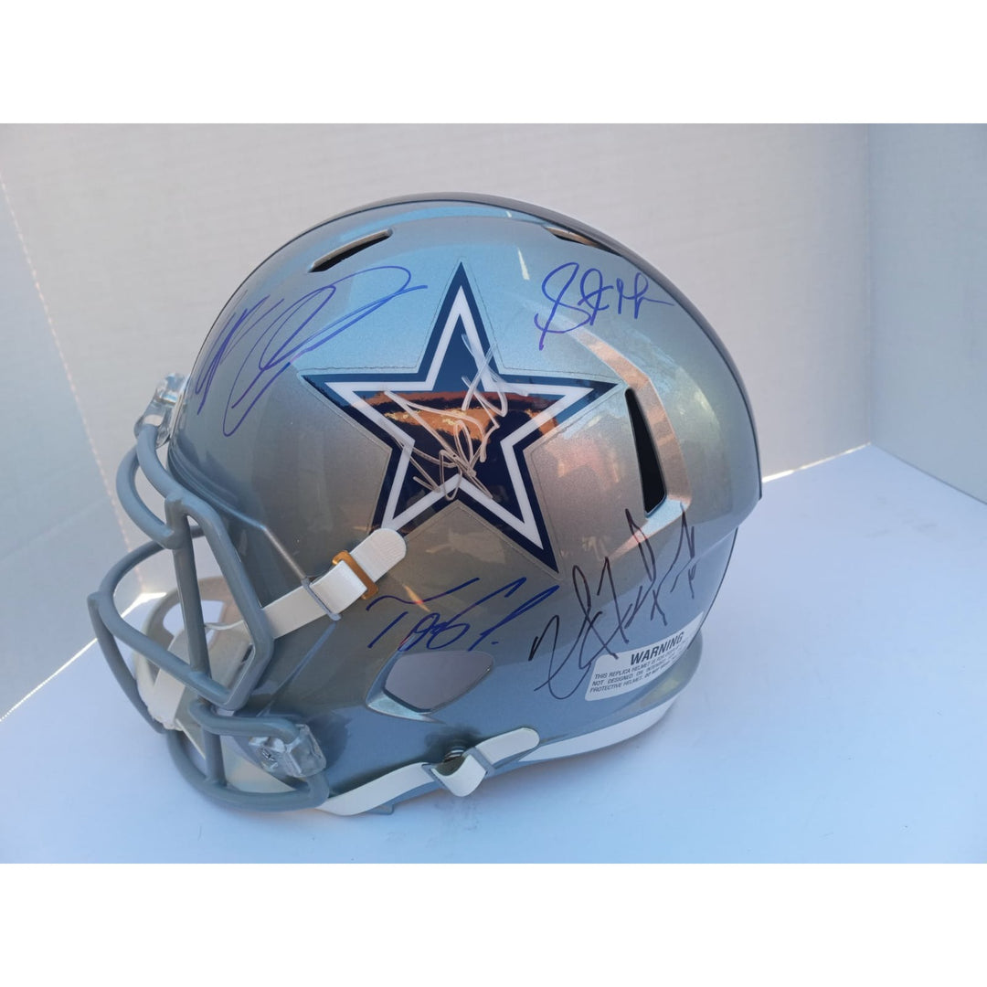 Dallas Cowboys Dak Prescott CeeDee Lamb Tony Pollard Micah Parsons Zack Martin Stefan Gilmore Riddell full size helmet with free acrylic dis