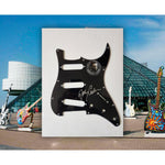 Load image into Gallery viewer, Johnny Cash the man in Black Fender Stratocaster electric pickguard signed with proof
