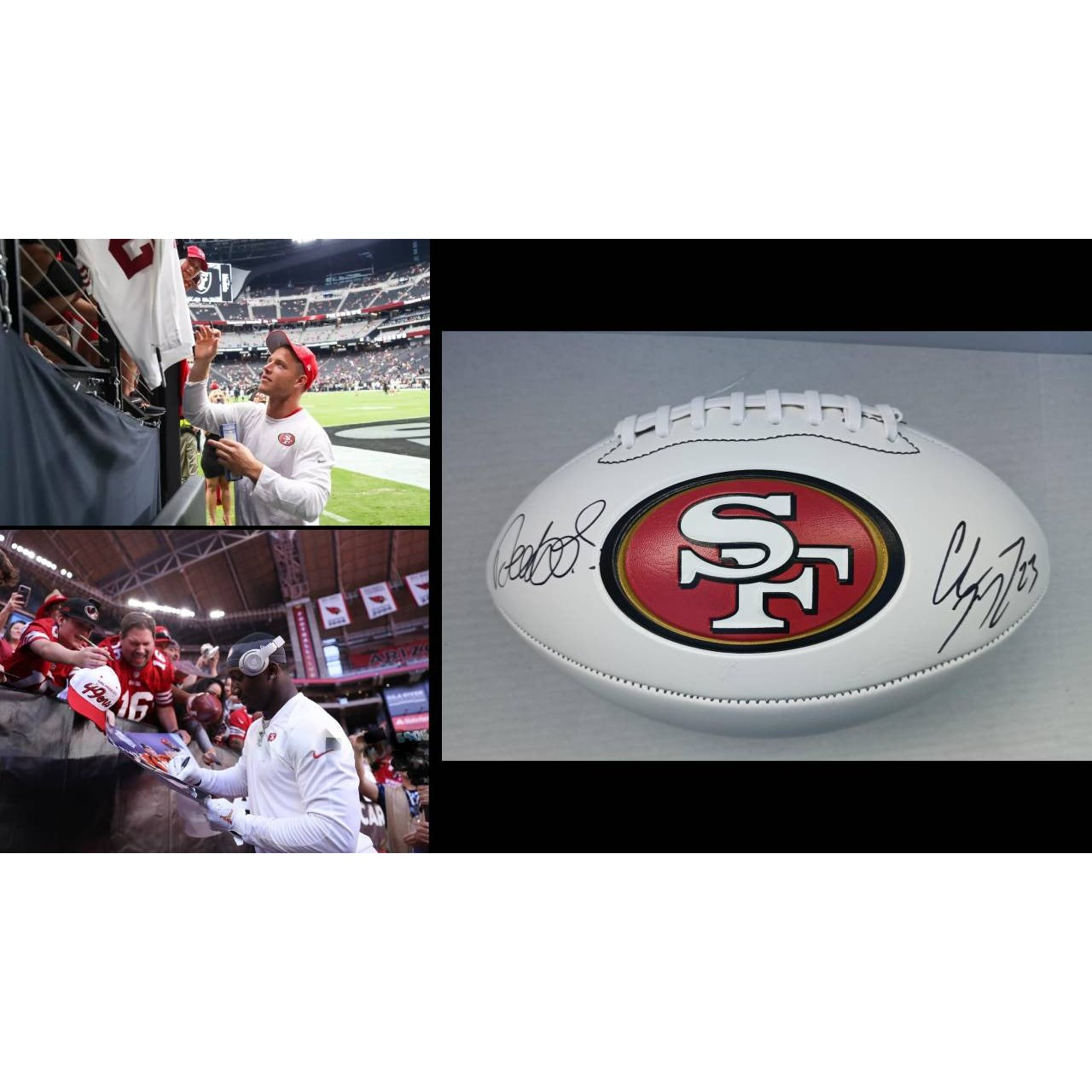 San Francisco 49ers Deebo Samuel and Christian McCaffrey full size football signed with proof