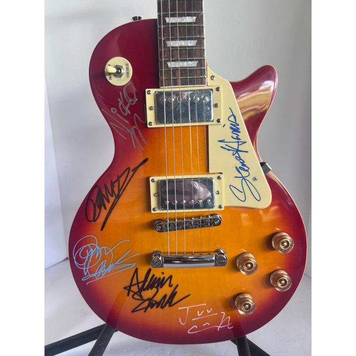 Iron Maiden Bruce Dickinson Steve Harris Niko McBain band electric guitar signed with proof