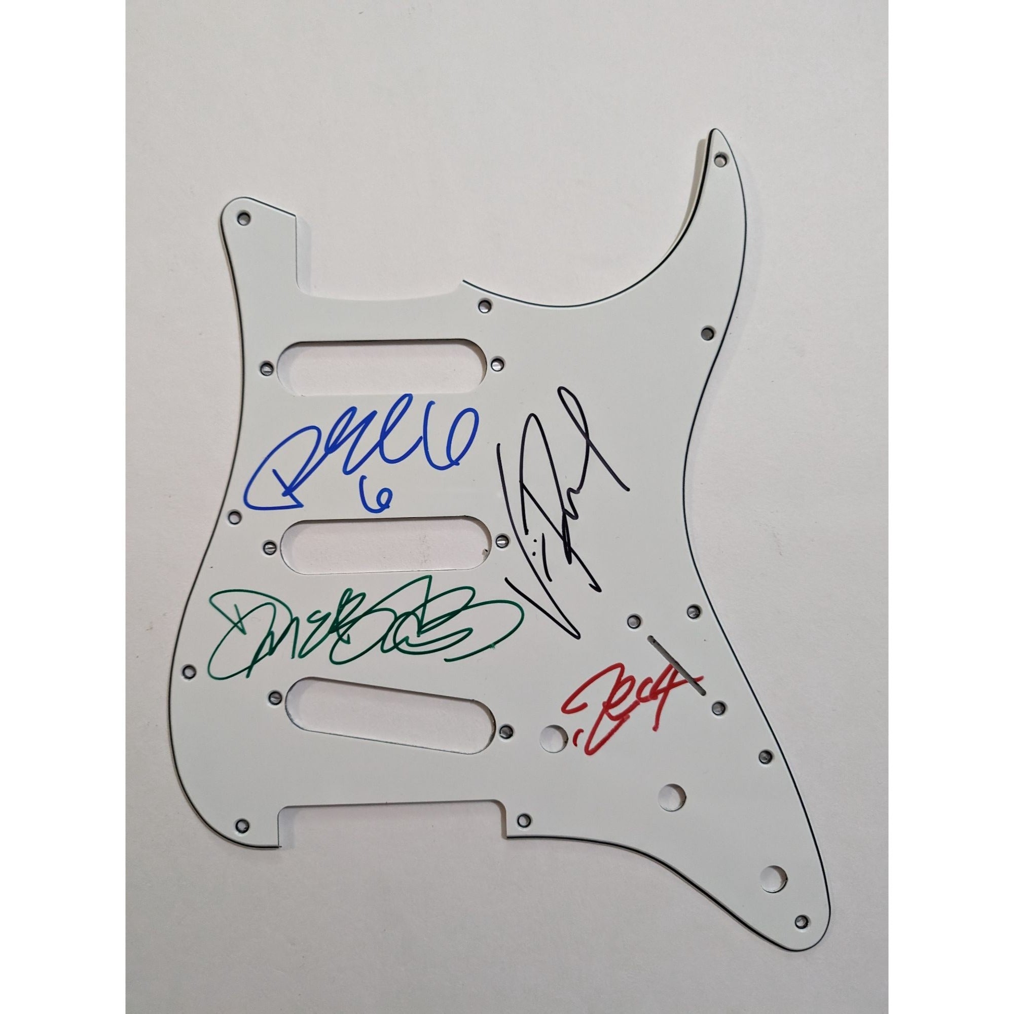 Vinnie Paul Dimebag Darrell Abbott  Phil Anselmo Rex Brown Pantera Fender electric guitar Stratocaster pickguard signed with proof