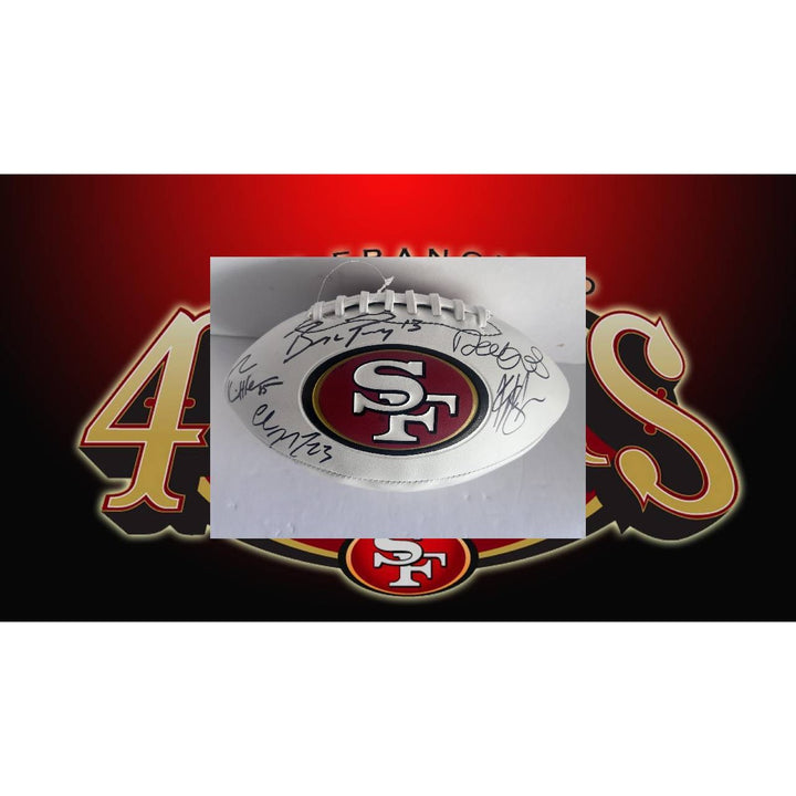 San Francisco 49ers Brock Purdy Deebo Samuel Kyle Shanahan Christian McCaffrey George Kittle full size football signed with proof