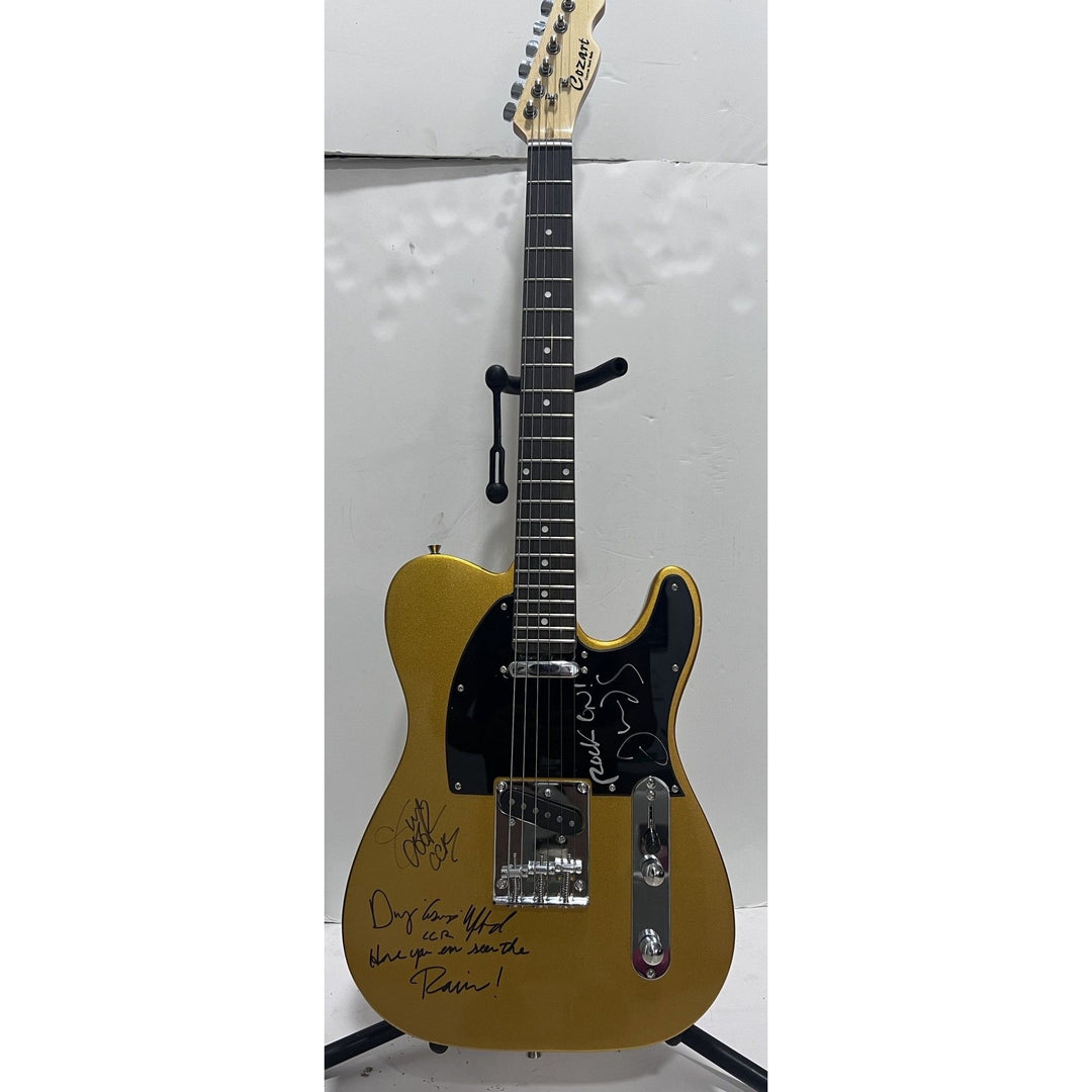 Creedence Clearwater Revial CCR John Fogerty, Stu Cook and Doug Clifford   telecaster electric guitar signed with proof