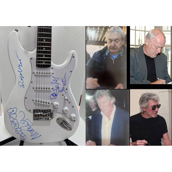 Pink Floyd Roger Waters David Gilmour Richard Wright Nick Mason stratocaster guitar signed with proof