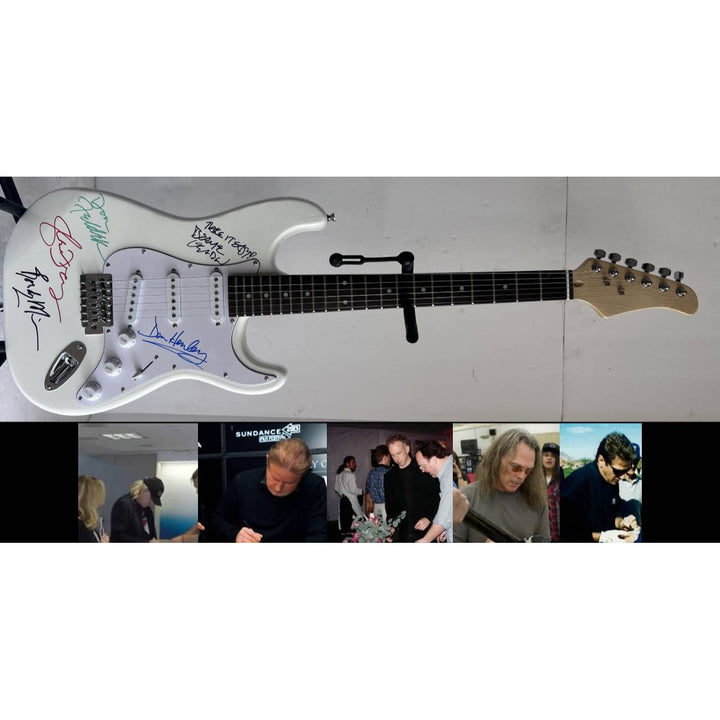 The Eagles Don Henley, Glenn Frey, Timothy B. Schmidt, Joe Walsh, Bernie Leadon Stratocaster electric guitar signed  with proof