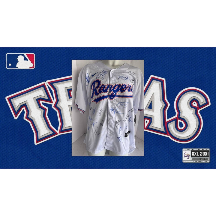 Texas Rangers 2023 World Series Champions Corey Seager Adolis Garcia Bruce Bochy 25 plus signed game model jersey with proof