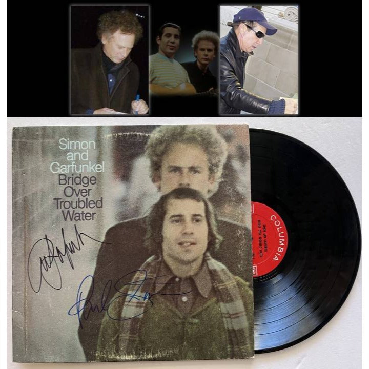 Simon and Garfunkel Paul Simon Art Garfunkel Bridge over Troubled Water lp signed with proof