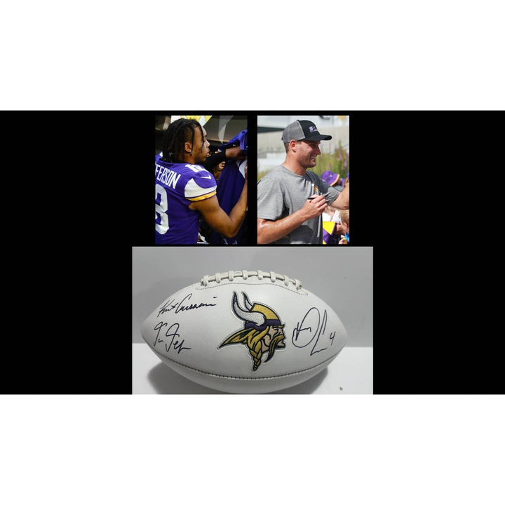 Minnesota Vikings Justin Jefferson Dalvin Cook Kirk Cousins full size football signed with proof