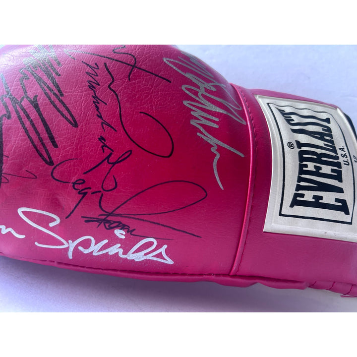 Muhammad Ali Sugar Ray Robinson George Foreman Mike Tyson 12 heavyweight champions Everlast boxing gloves signed with proof