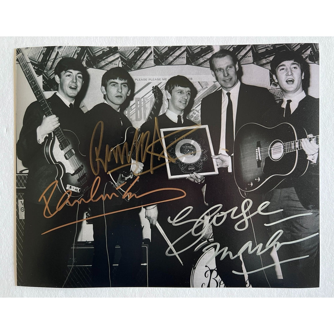 The Beatles Paul McCartney, Ringo Starr, George Martin 8x10 photo signed with proof