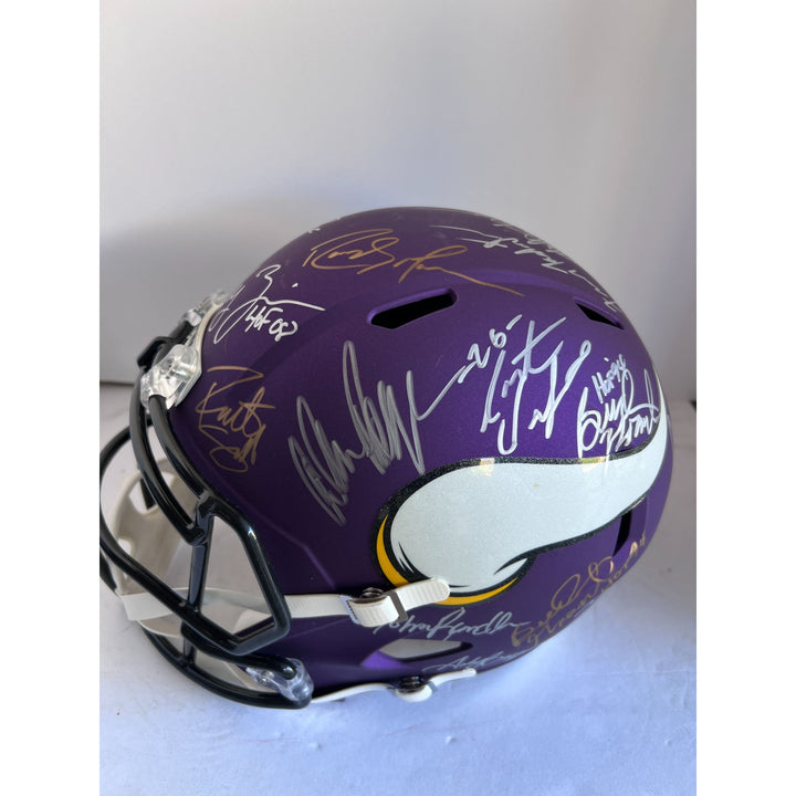 Minnesota Vikings all-time grades full size helmet signed Allen page Chris Carter Chuck Foreman Jim Marshall Adrian Peterson Pual Krause