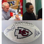 Load image into Gallery viewer, Joe Montana Marcus Allen Kansas City Chiefs full size logo football signed with proof
