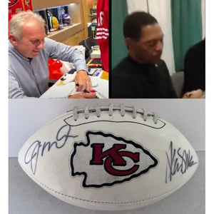 Joe Montana Marcus Allen Kansas City Chiefs full size logo football signed with proof