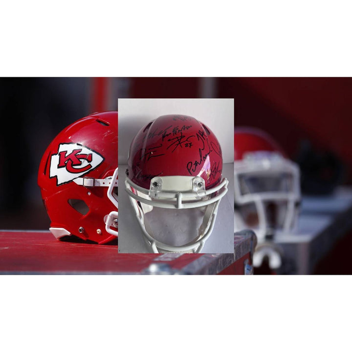 Kansas City Chiefs 2019 20 Super Bowl champions Riddell Speed authentic game model helmet 40 + sigs Patrick Mahomes Travis Kelce Andy Reid T