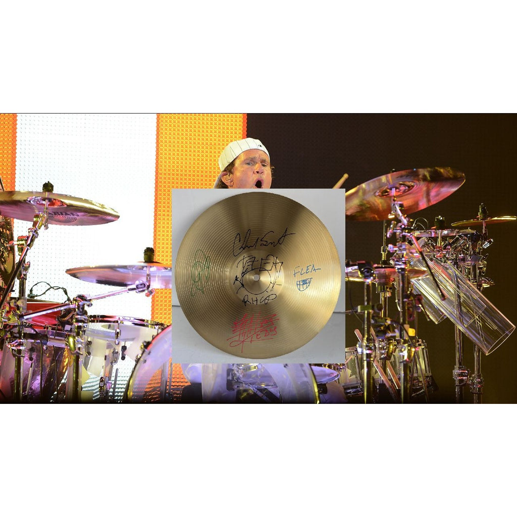 Red Hot Chili Peppers Anthony Kiedis flea Chad Smith John busante 14 in cymbal signed with proof