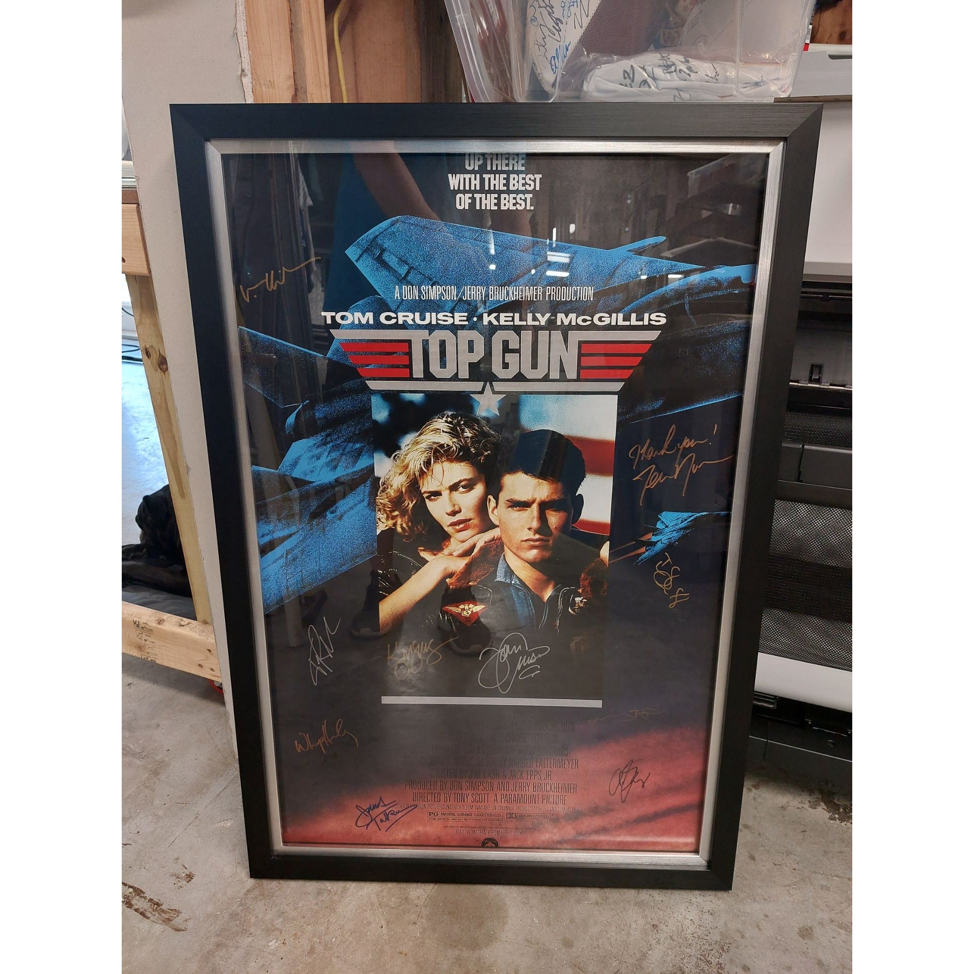 Top Gun Tom Cruise 34x26 original movie poster signed and framed 27x39 with proof