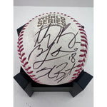 Load image into Gallery viewer, Anthony Rizzo Kris Bryant Ben Zobrist 2016 Rawlings World Series commemorative baseball signed with proof

