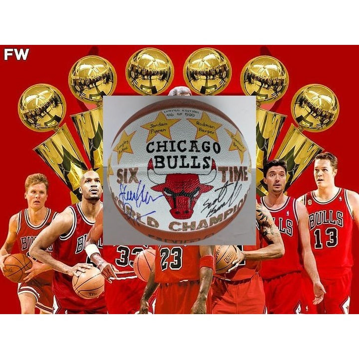 Chicago Bulls NBA Spalding basketball #46 of 500 commemorative / limited edition with 13 signed Michael Jordan, Phil Jackson with proof