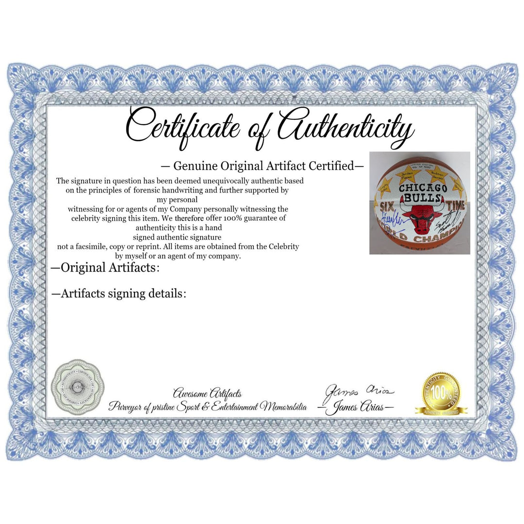 Chicago Bulls NBA Spalding basketball #46 of 500 commemorative / limited edition with 13 signed Michael Jordan, Phil Jackson with proof