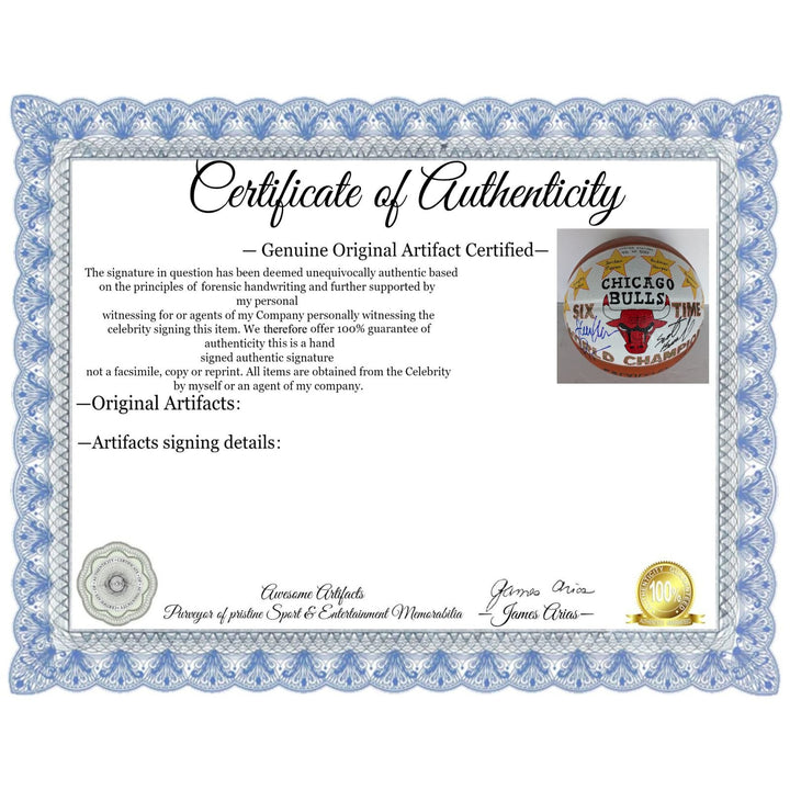 Chicago Bulls NBA Spalding basketball #46 of 500 commemorative / limited edition with 13 signed Michael Jordan, Phil Jackson with proof