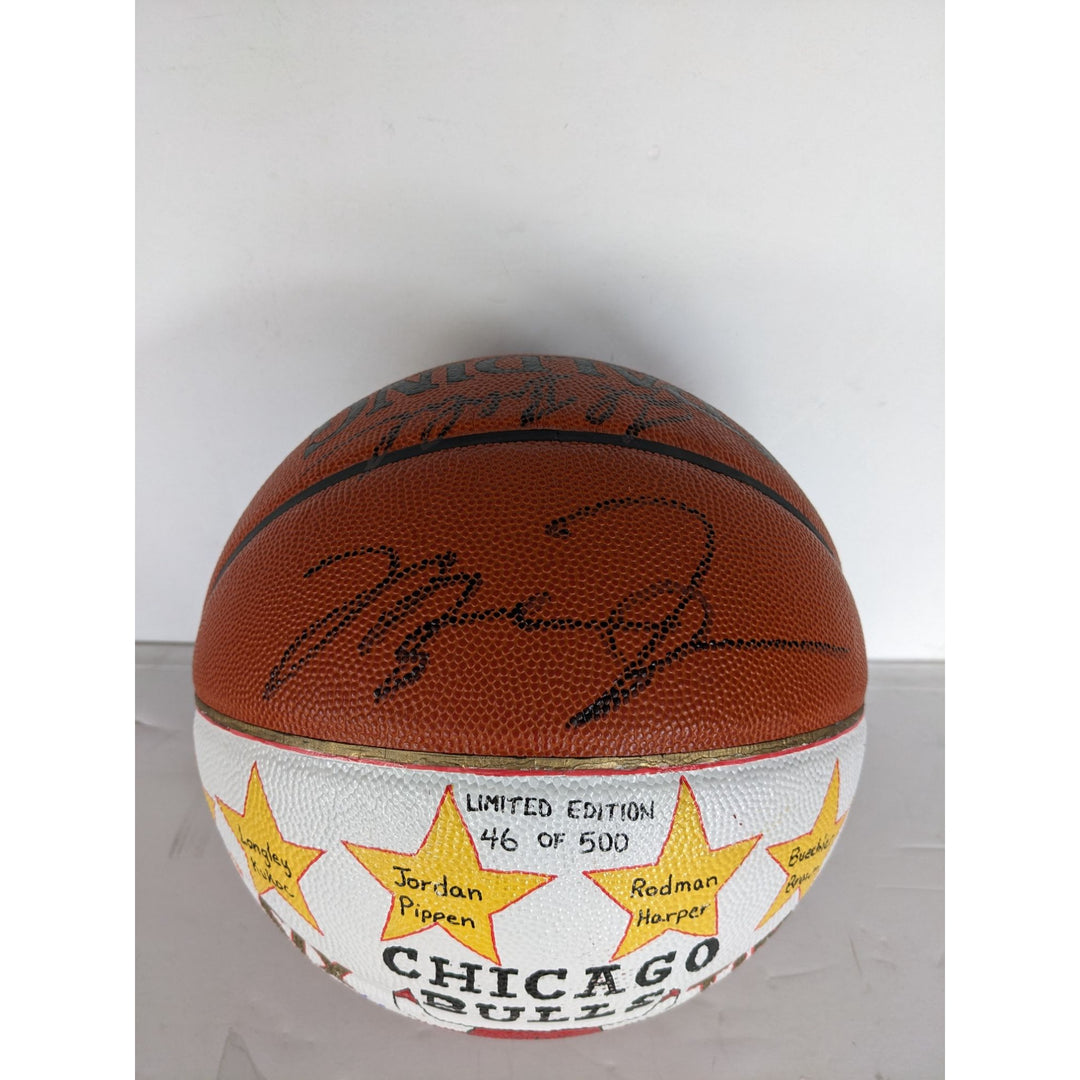 Chicago Bulls NBA Spalding basketball #46 of 500 commemorative / limited edition with 13 signed Michael Jordan, Phil Jackson with proof