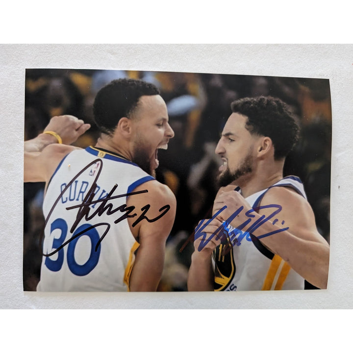 Stephan Curry and Klay Thompson Golden State Warriors  5x7 photo signed with proof - Awesome Artifacts
