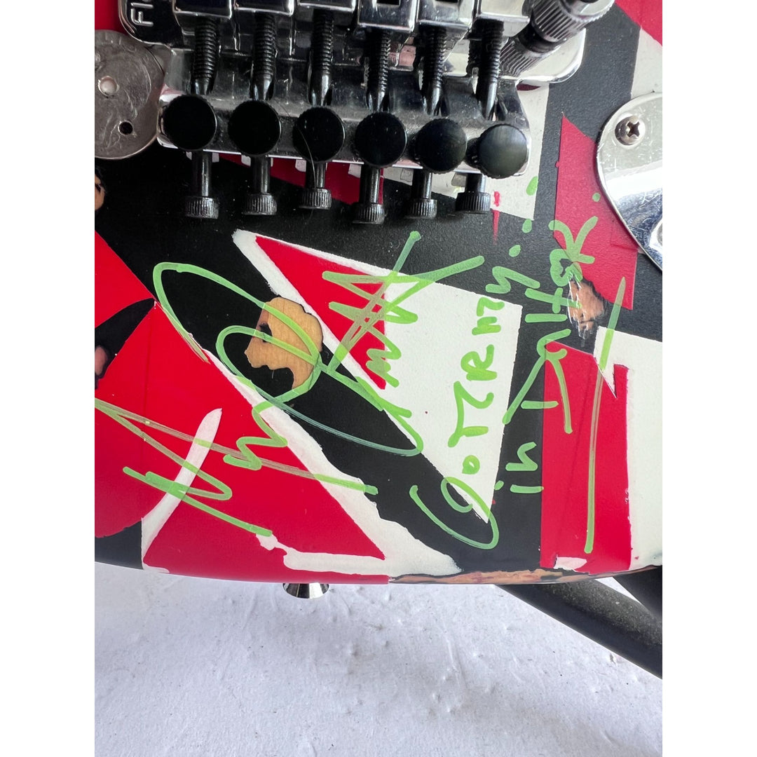 Eddie Van Halen Frankenstein Fender Stratocaster electric guitar signed by David Lee Roth Eddie Van Halen Michael Anthony Sammy Hagar