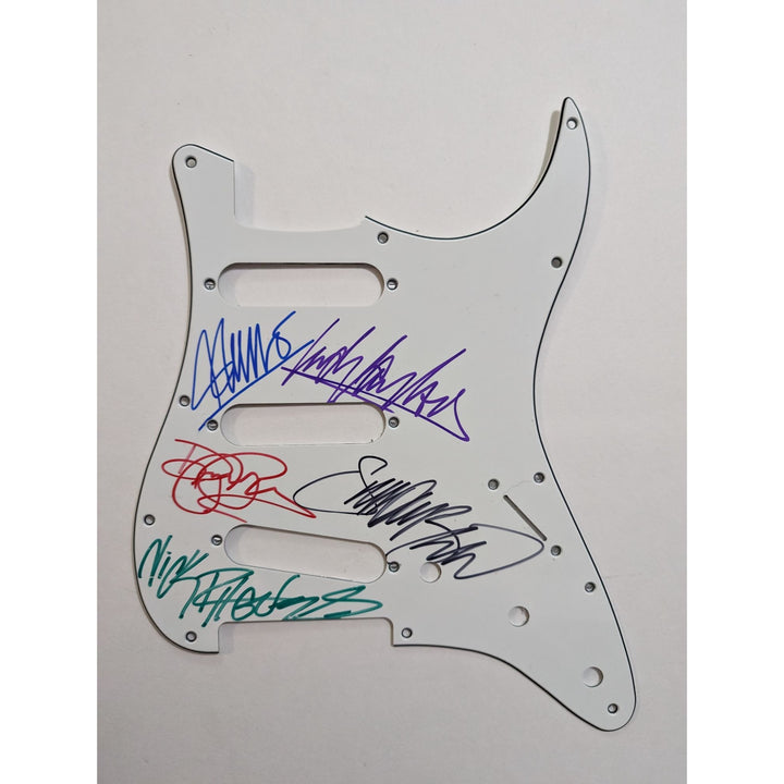 Duran Duran Simon Lebon Nick Rhodes John Taylor Andy Taylor Fender Stratocaster electric guitar pick guard signed with proof