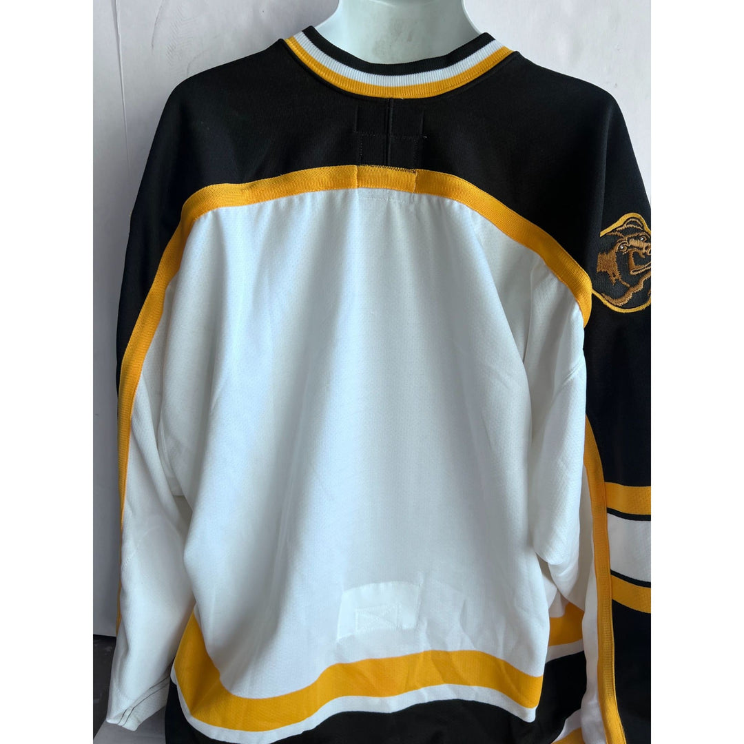 Boston Bruins game model Jersey all-time great signed Milt Schmidt Johnny Bucyik Ray Bourque Bobby Orr Phil Esposito Awesome Artifacts