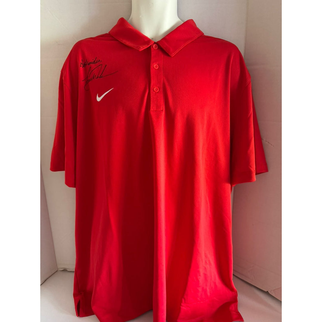 Tiger Woods Masters Champion Sundays Nike golf shirt signed with proof.