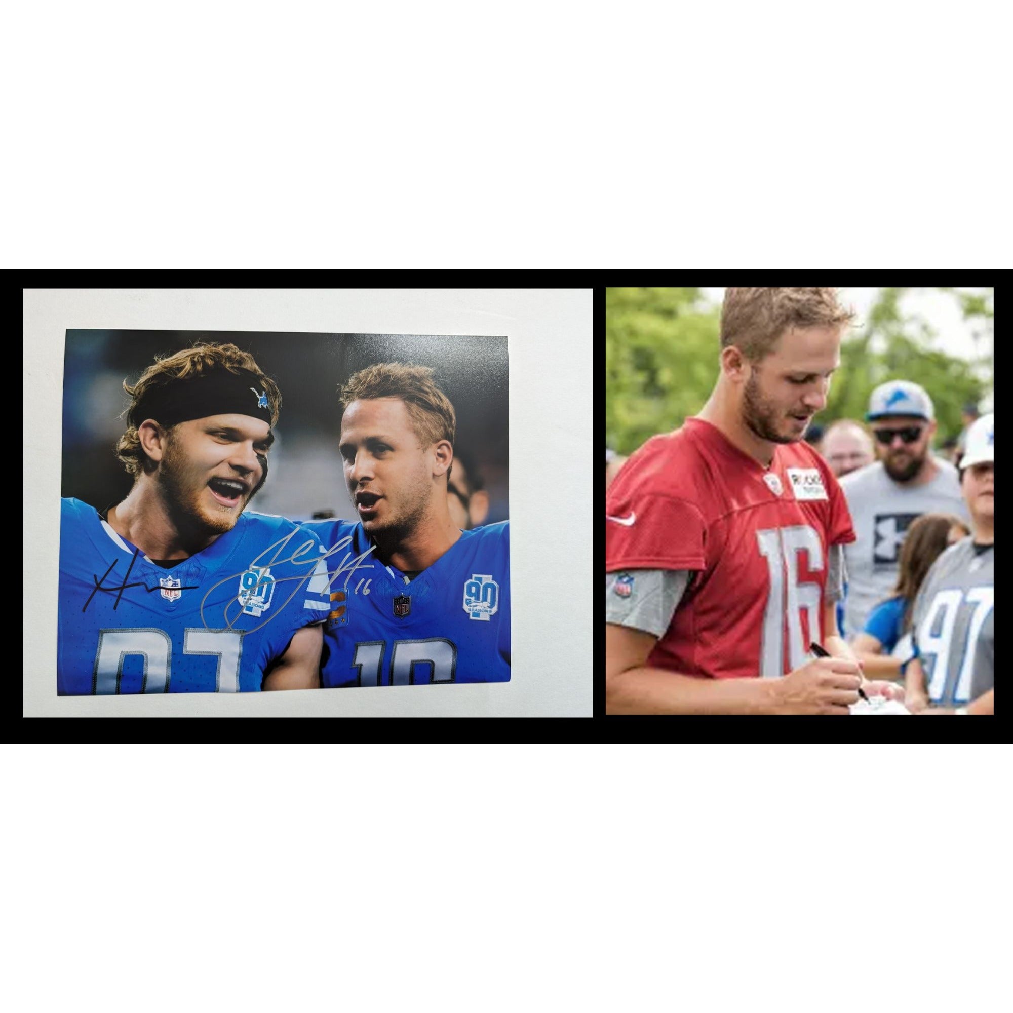 Detroit Lions Jared Goff and Aidan Hutchinson 8x10 photo signed with proof