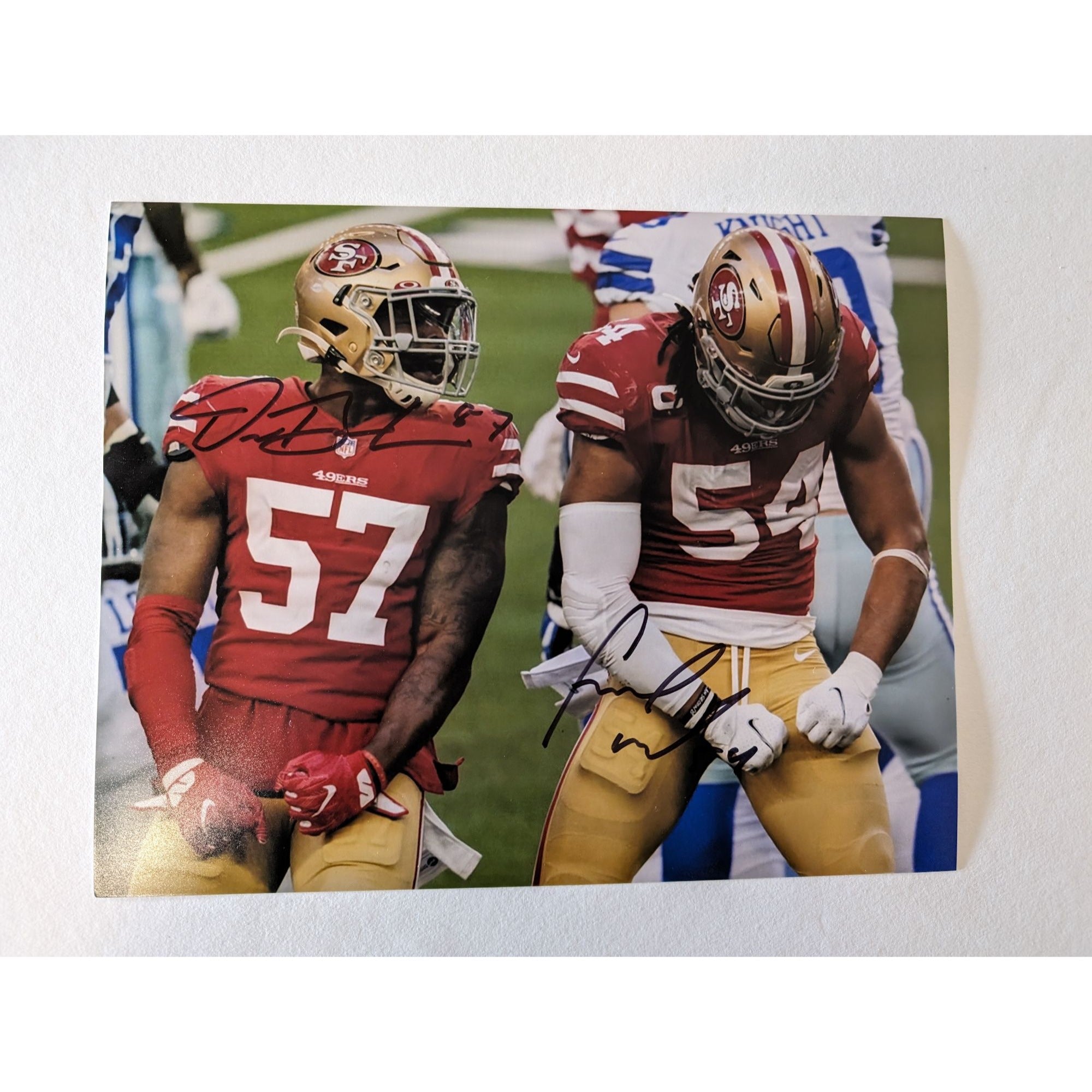 San Francisco 49ers Fred Warner Dre Greenlaw 8x10 photo sign with proof