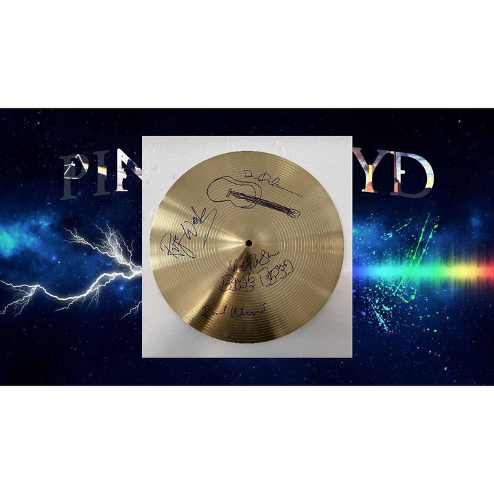 Pink Floyd David Gilmour Roger Waters Nick Mason Richard Wright 14 in cymbal signed with personal sketches