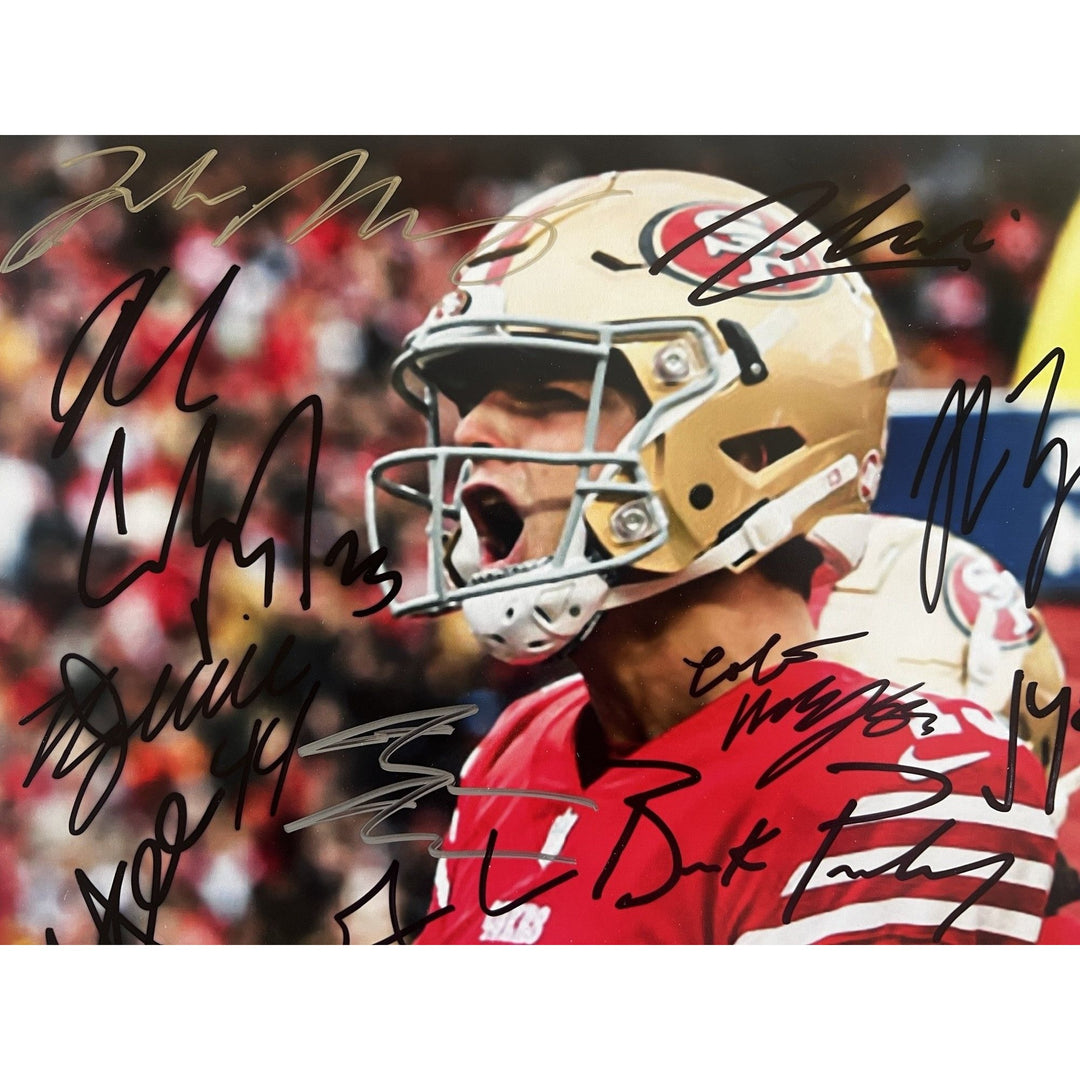 San Francisco 49ers Brock Purdy Christian McCaffrey Deebo Samuel NFC champions 2023-24 16x20 photo signed with proof