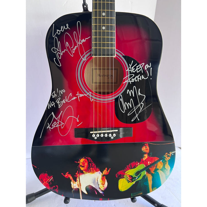 Led Zeppelin Robert Plant Jimmy Page John Paul Jones One of a Kind full size acoustic guitar signed with proof