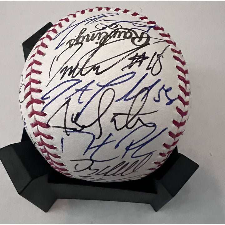 David Ortiz Manny Ramirez Dustin Pedroia 2007 Boston Red Sox world champions team signed baseball with proof $799