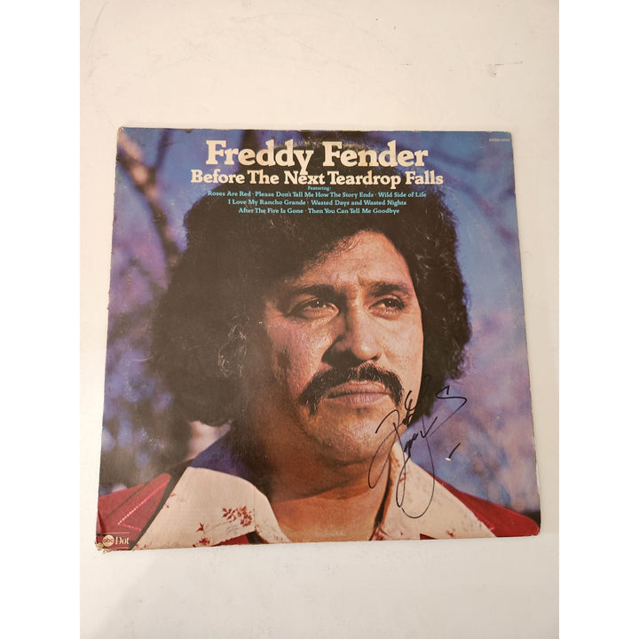 Freddy Fender Before The Next Teardrop Falls LP signed