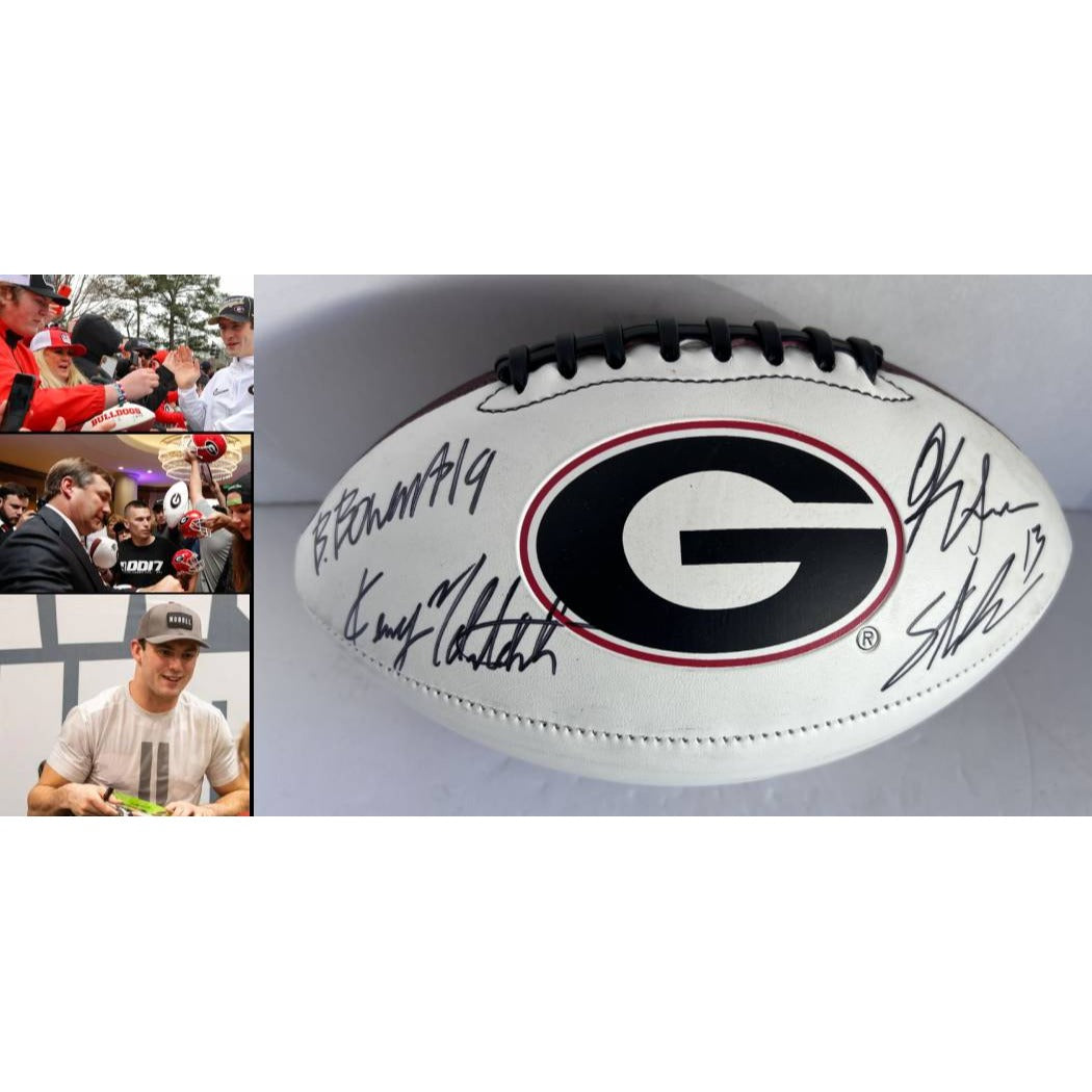Kirby Smart Stetson Bennett Brock Bowers Georgia Bull Dogs Full size football signed with proof
